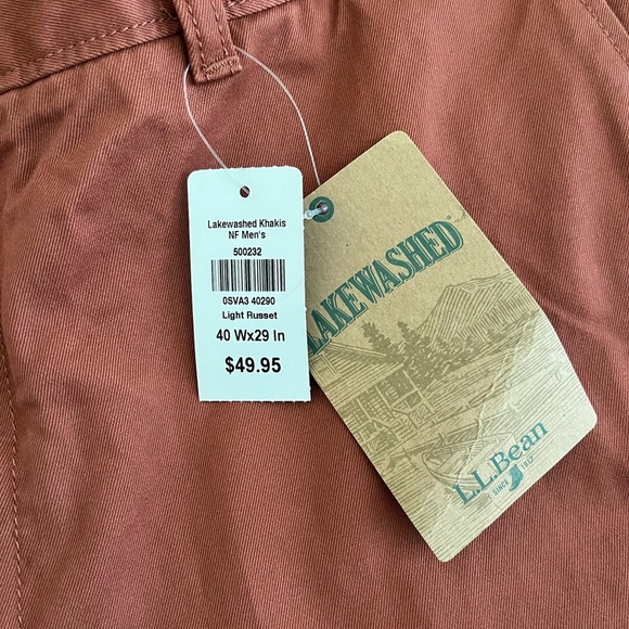 L.L. Bean Men's Lakewashed Khakis in Rust - Picture 2 of 4